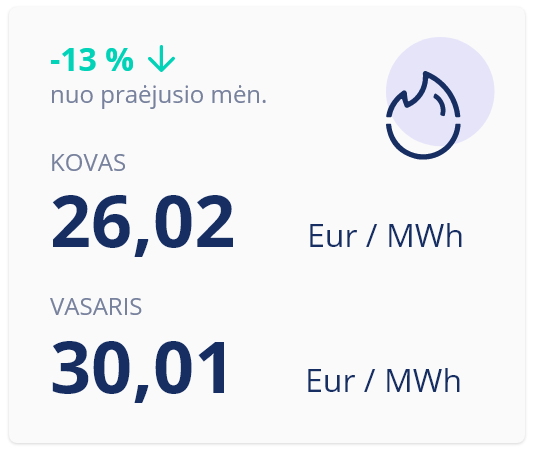 Dujų Kovo ir vasario rinkos kainos